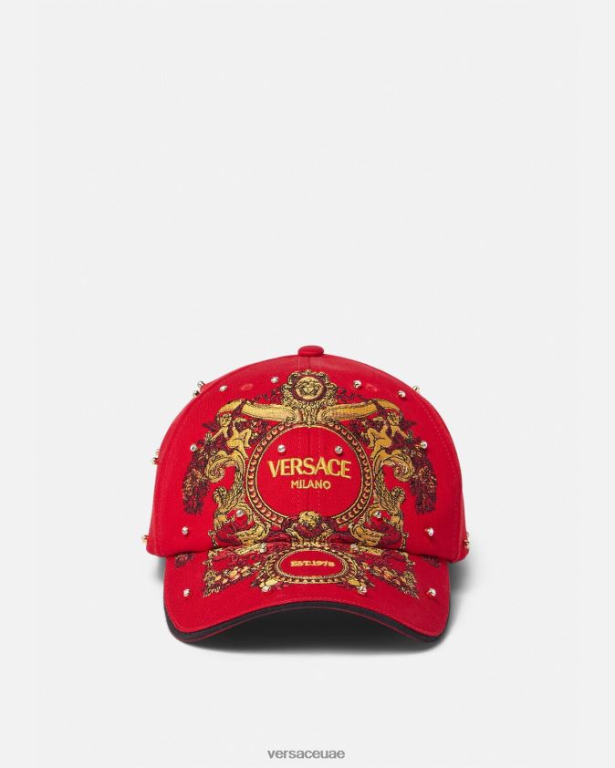 نحيف قبعة بيسبول شبكية من الكريستال الباروكي Versace أحمر 0FVD2J909 مُكَمِّلات