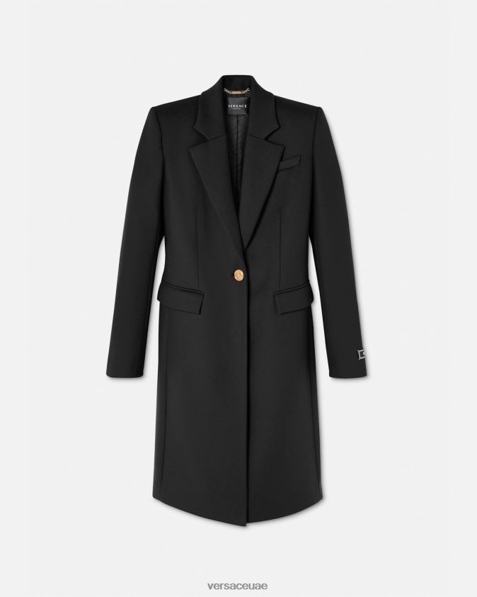 نحيف ميدوسا معطف طويل من الصوف Versace أسود 0FVD2J91 ملابس