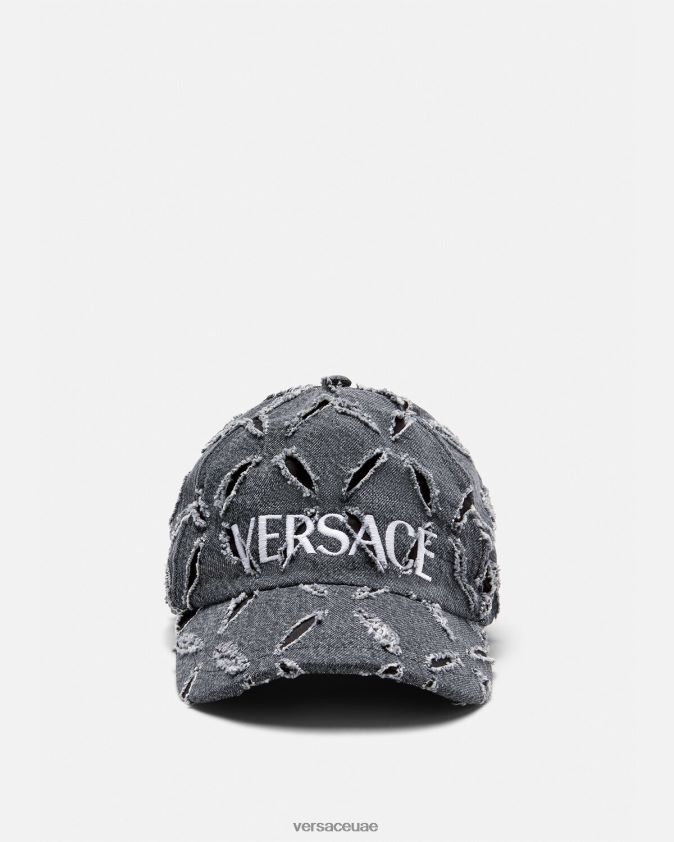 نحيف قبعة بيسبول ممزقة بشعار الماركة Versace رمادي 0FVD2J910 مُكَمِّلات