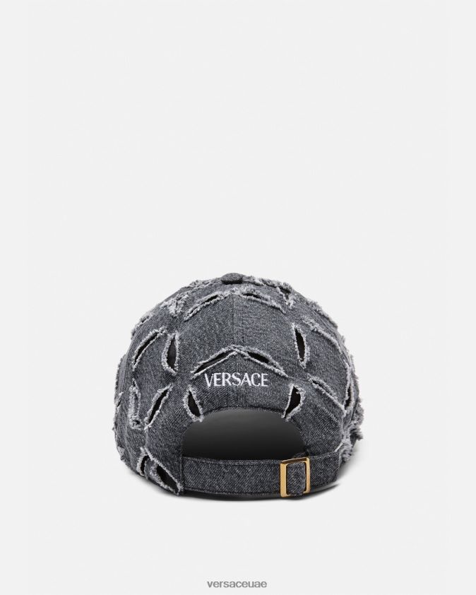 نحيف قبعة بيسبول ممزقة بشعار الماركة Versace رمادي 0FVD2J910 مُكَمِّلات