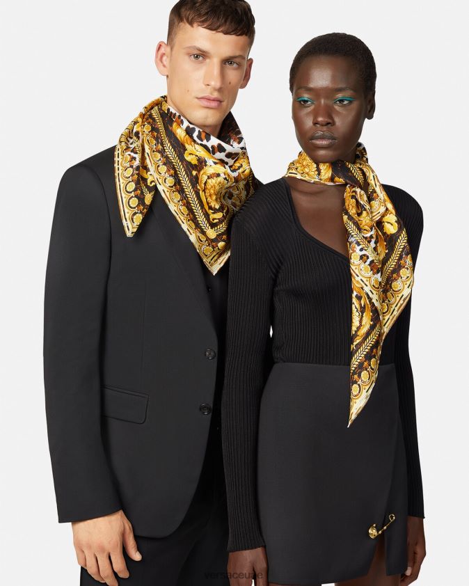 نحيف وشاح حريري كبير من الباروك البري Versace ذهب 0FVD2J917 مُكَمِّلات