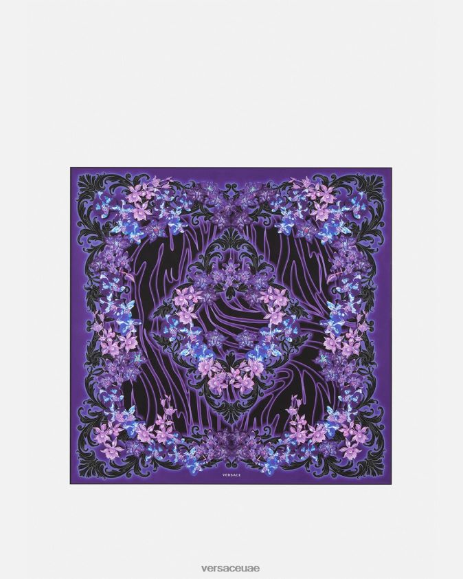 نحيف أوركيد باروكو فولارد حريري كبير Versace البنفسجي والطباعة 0FVD2J919 مُكَمِّلات
