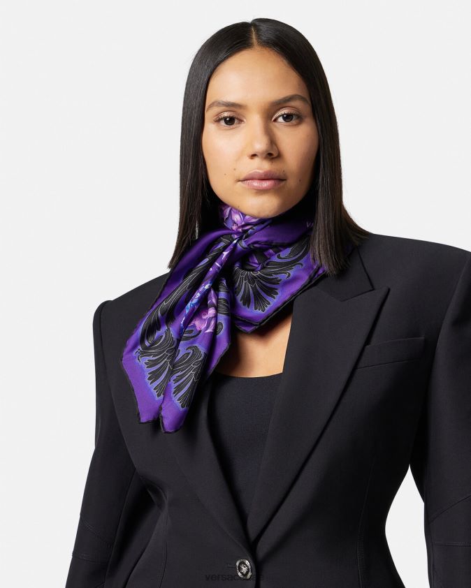 نحيف أوركيد باروكو فولارد حريري كبير Versace البنفسجي والطباعة 0FVD2J919 مُكَمِّلات