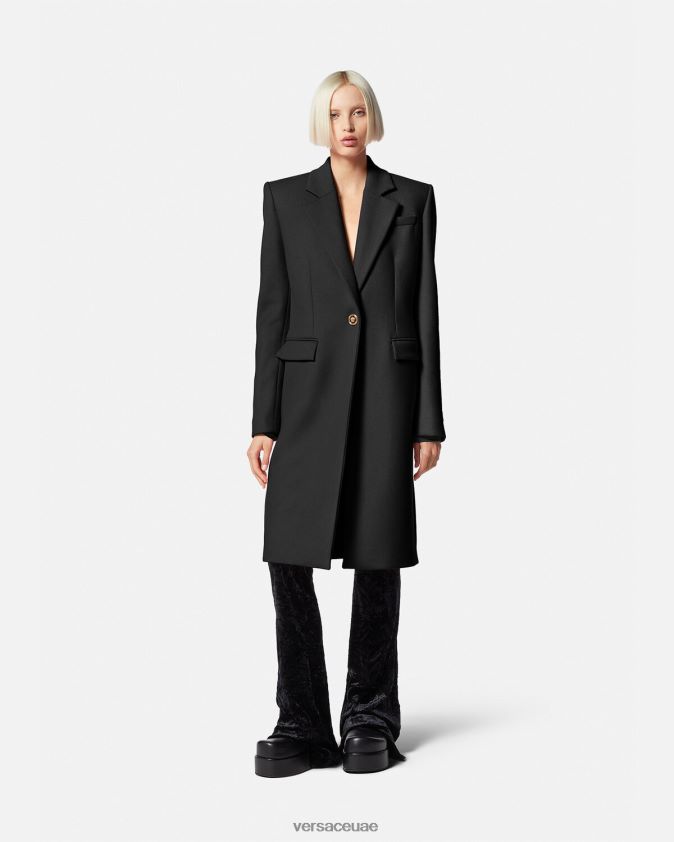 نحيف ميدوسا معطف طويل من الصوف Versace أسود 0FVD2J91 ملابس