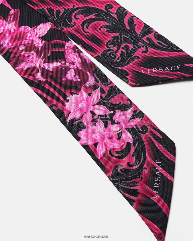 نحيف ربطة عنق وشاح حرير أوركيد باروكو Versace الفوشيه والطباعة 0FVD2J922 مُكَمِّلات