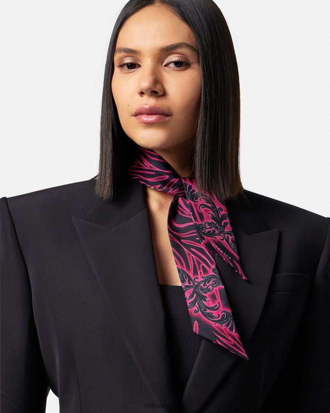 نحيف ربطة عنق وشاح حرير أوركيد باروكو Versace الفوشيه والطباعة 0FVD2J922 مُكَمِّلات