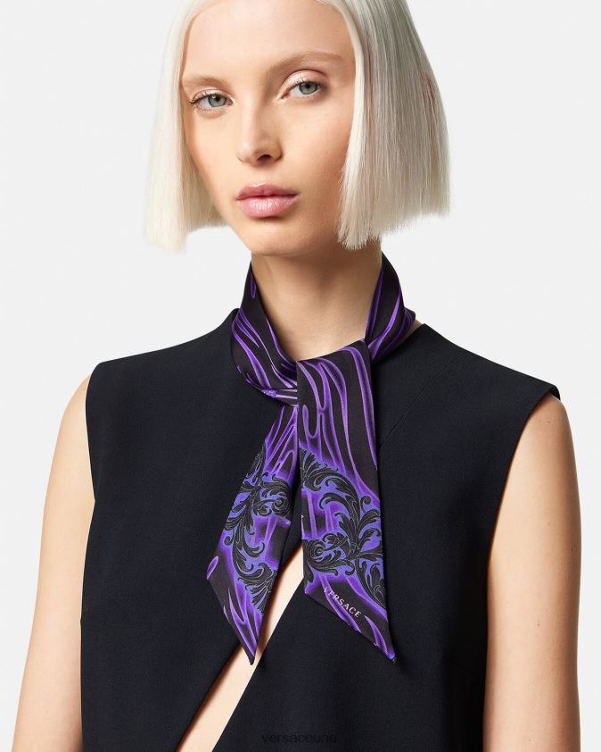 نحيف ربطة عنق وشاح حرير أوركيد باروكو Versace البنفسجي والطباعة 0FVD2J923 مُكَمِّلات