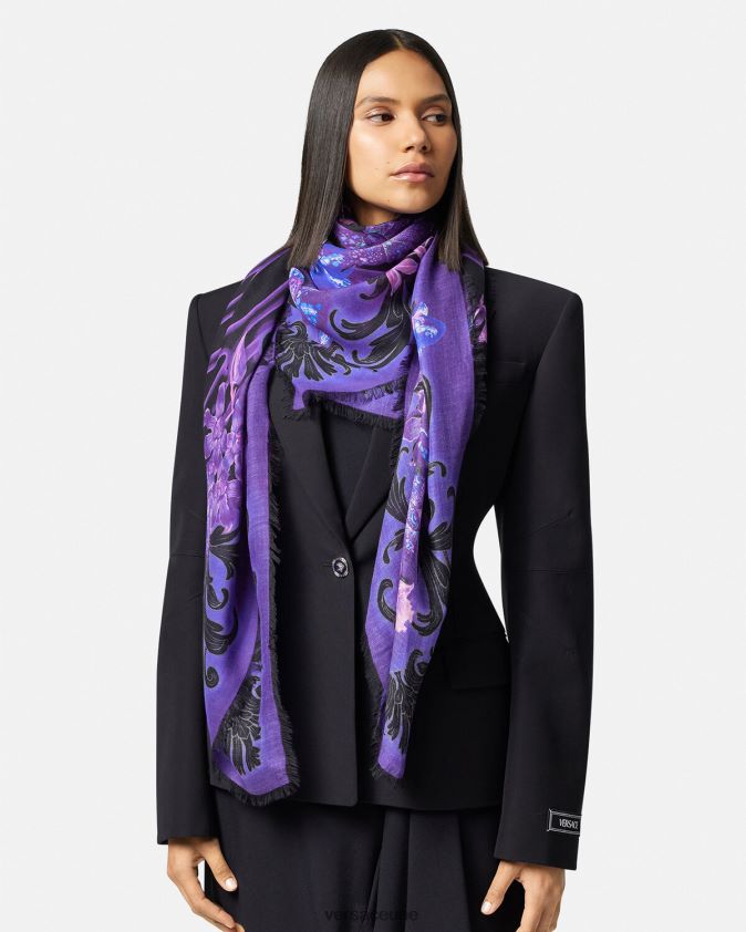 نحيف شال من مزيج صوف الأوركيد الباروكي Versace البنفسجي والطباعة 0FVD2J924 مُكَمِّلات