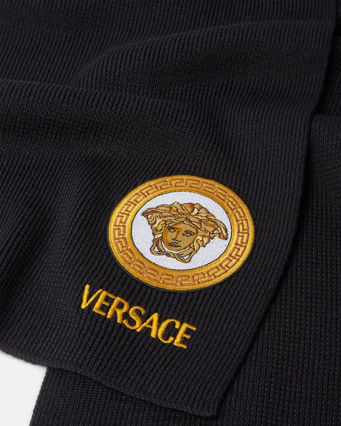 نحيف وشاح منسوج بشعار ميدوسا Versace أسود 0FVD2J927 مُكَمِّلات