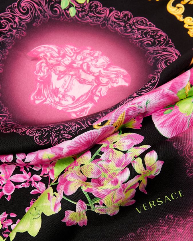 نحيف ميدوسا أوركيد فولارد حرير كبير Versace أسود وطباعة 0FVD2J929 مُكَمِّلات