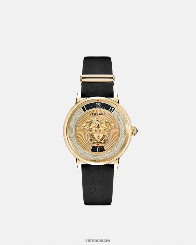نحيف ساعة ميدوسا أيقونة الماس Versace الذهب الأسود 0FVD2J963 مُكَمِّلات