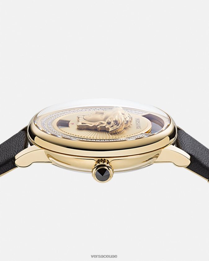 نحيف ساعة ميدوسا أيقونة الماس Versace الذهب الأسود 0FVD2J963 مُكَمِّلات