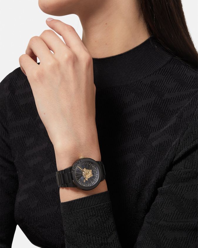 نحيف ساعة ميدوسا اللانهائية Versace أسود 0FVD2J994 مُكَمِّلات