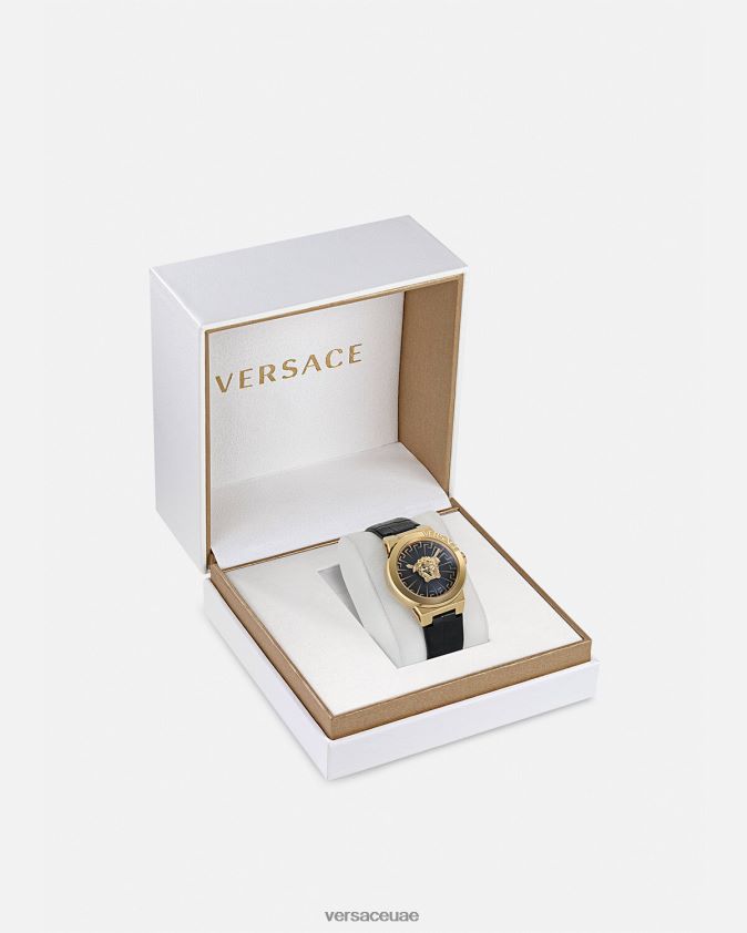 نحيف ساعة ميدوسا اللانهائية Versace الذهب الأسود 0FVD2J995 مُكَمِّلات