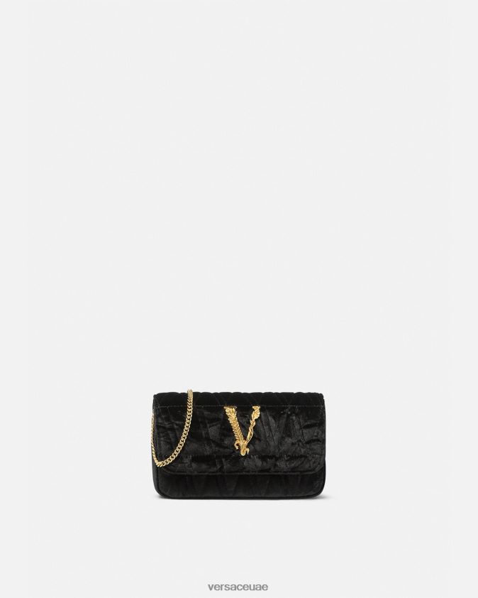 نحيف حقيبة صغيرة مخملية من Virtus Versace أسود 0FVD2J377 أكياس