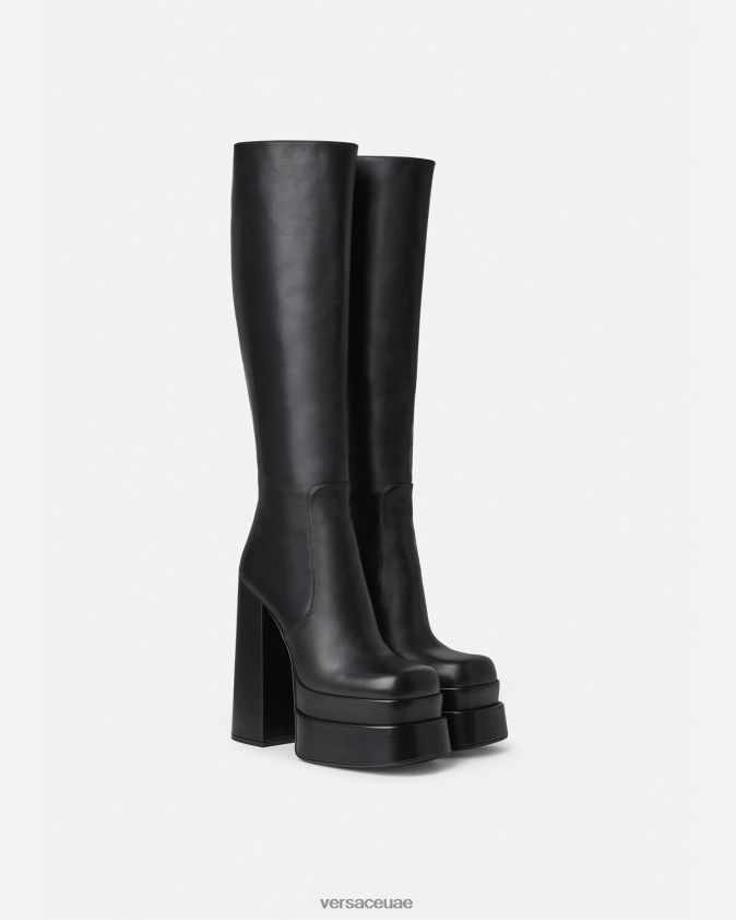 نحيف منصة aevitas أحذية عالية في الركبة Versace أسود 0FVD2J477 حذاء