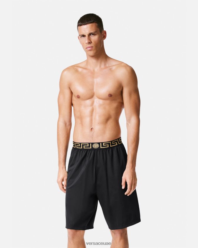 رجال الحدود اليونانية boardshorts طويلة Versace أسود 0FVD2J1455 ملابس