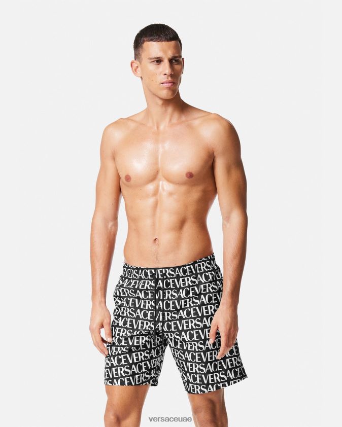 رجال كل انحاء boardshorts Versace أسود وطباعة 0FVD2J1803 الملابس الداخلية وملابس البحر