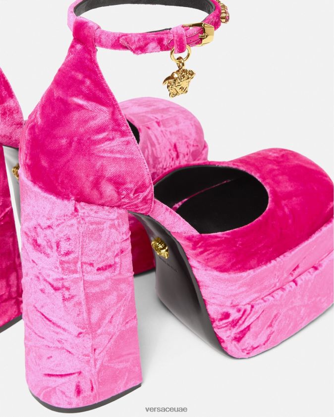 نحيف حذاء ميدوسا إيفيتاس ذو نعل سميك مخملي Versace لون القرنفل 0FVD2J429 حذاء