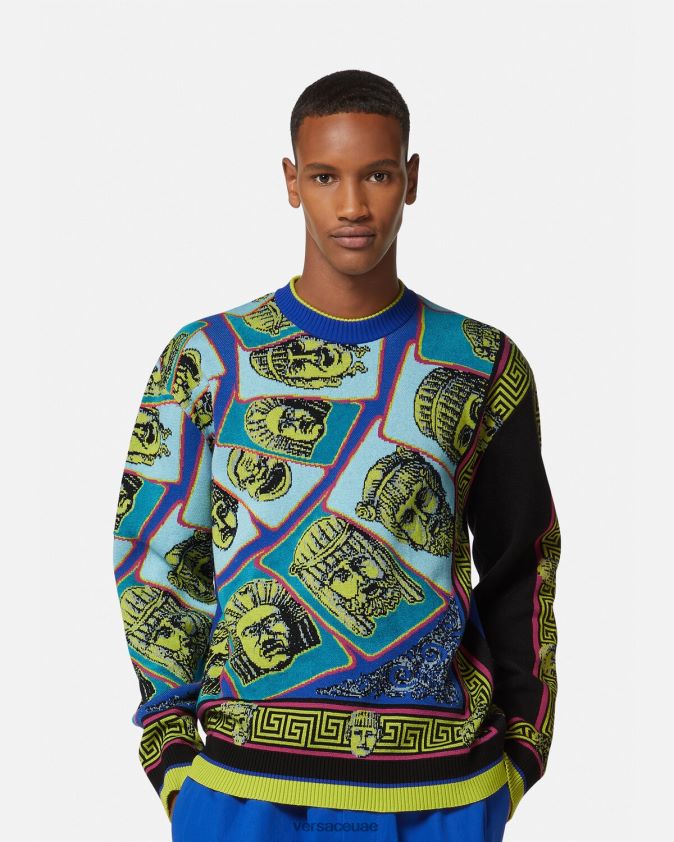 رجال سترة الجاكار لو maschere Versace مطبعة 0FVD2J1335 ملابس