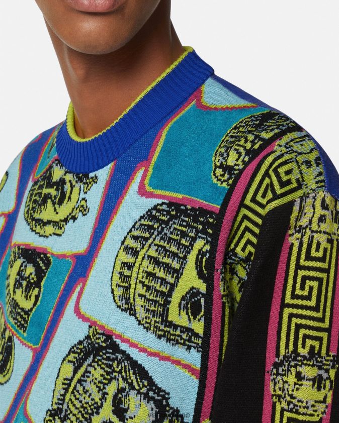 رجال سترة الجاكار لو maschere Versace مطبعة 0FVD2J1335 ملابس